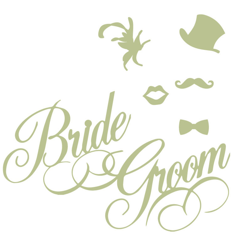 Décalcomanie murale rétro mariage, Céladon, H 48 po x l 50 po x P 0,01 po