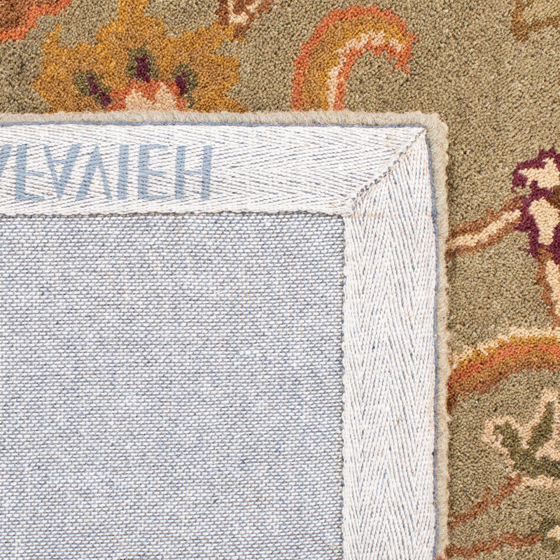 Tapis oriental vert clair / beige en laine touffeté à la main Cranmore, Rectangle 12 pi x 15 pi