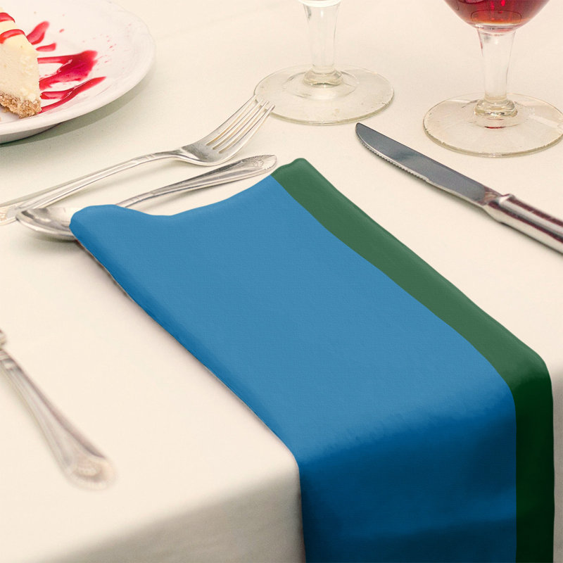 Milwaukee Striped Square Napkin, 22" W x 22" L, Great Lakes Blue/Good Land Green/Black, Polyester