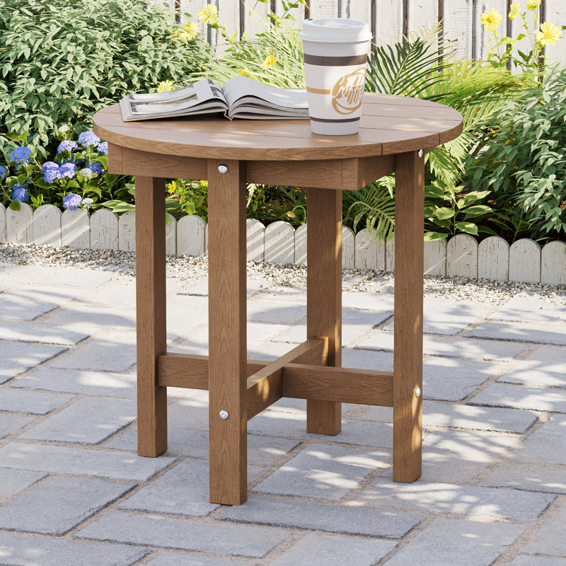 All-Weather HDPE Patio End Table, Easy Maintenance Small Outdoor Table, Fade-Resistant Side Table for Backyard, Pool, Porch 