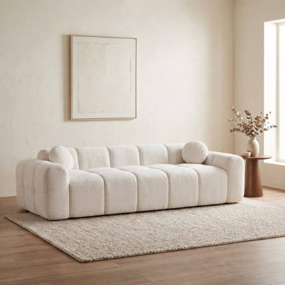 Canapé 3 places avec 2 coussins (blanc)