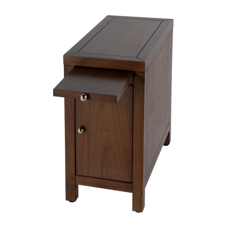 Nora 12 in. W Wood 1 Door End Table with Pull-Out Tray, Walnut