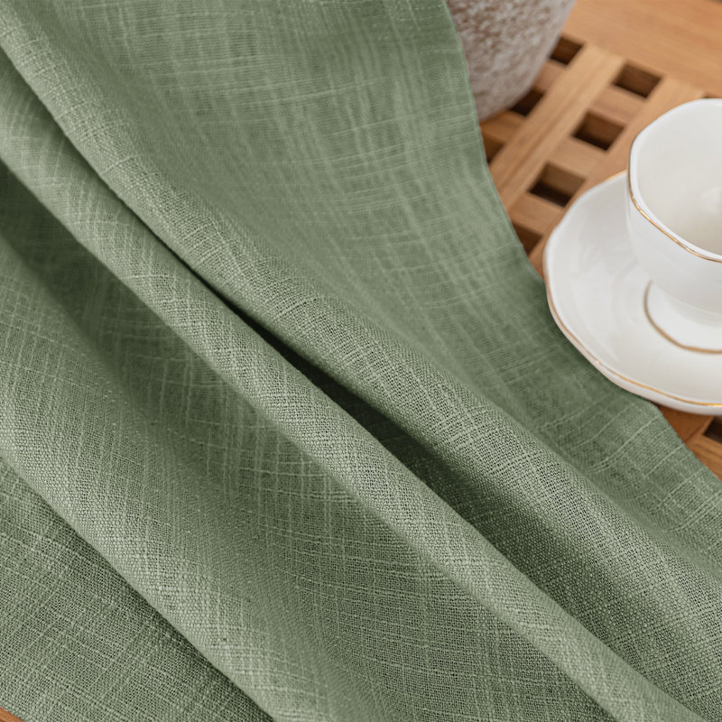 Kambi Linen Blend Semi-Sheer Curtain Panel Pair, 52" W x 108" L, Lagoon