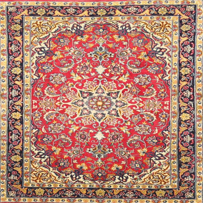 Tapis rouge/vert/brun traditionnel Tilton
