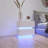 White Color High Glossy 2 Drawers Bedside Table With RGB Led Light Nightstand With Bluetooth Control