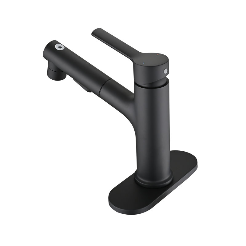 Robinet de salle de bain extractible, robinet de lavabo monotrou avec 3 modes de pulvérisation, Noir mat