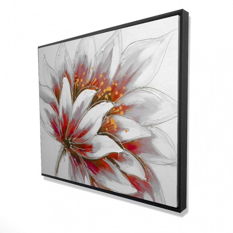 Red Flower With Gold Center Print On Canvas