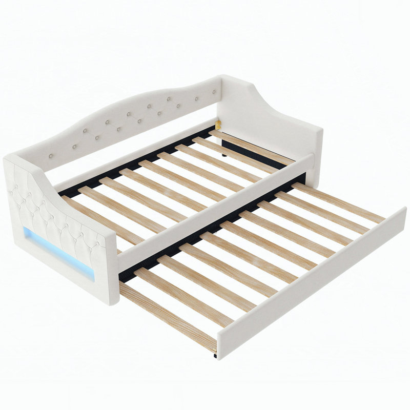 Versatile Upholstered Daybed with Drawers for Enhanced Comfort and Functionality, Beige