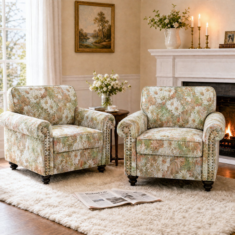 Fauteuil rembourré en mélange de coton, Fleurs de sable