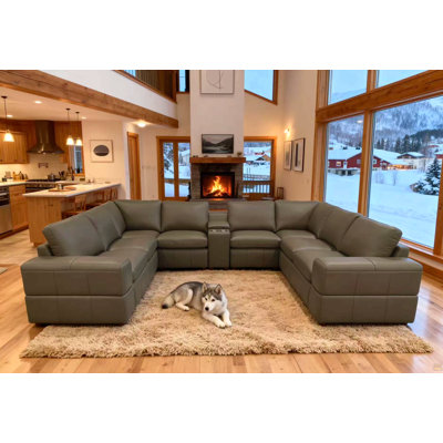 Large Arm Leather Match Upholstery Modular Sectional