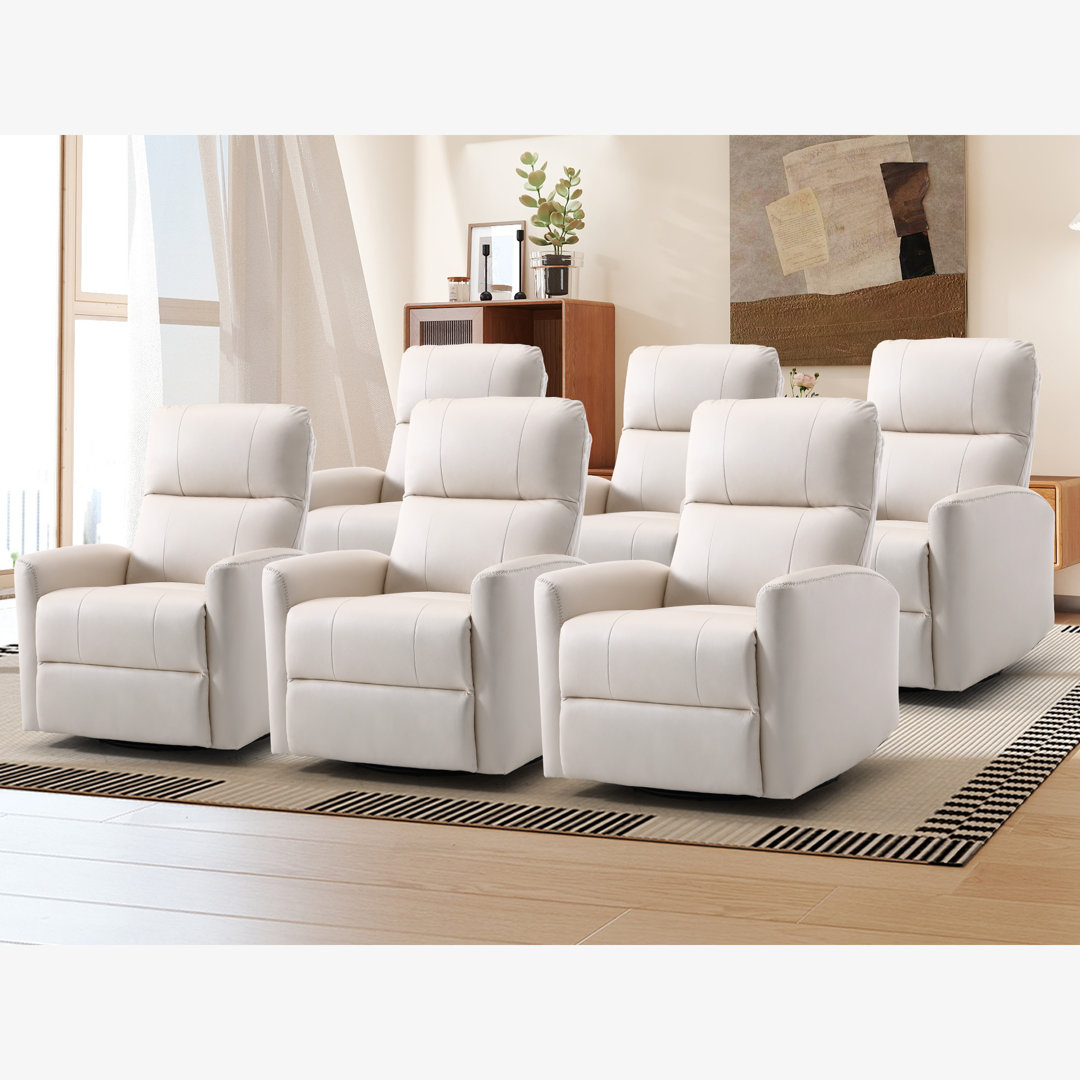 Radian 30.7" Wide Classic Refined Glider and Swivel Manual Reclining Home Theatre Seating (Set of 6) Latitude Run® Upholstery