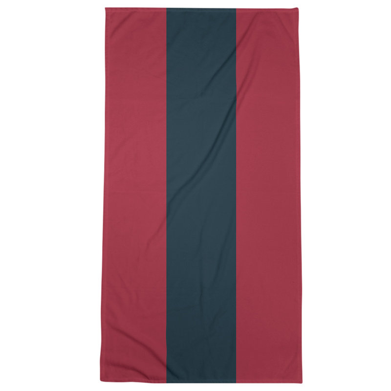 Cotton Blend Beach Towel, Navy Blue/Red/Ivory