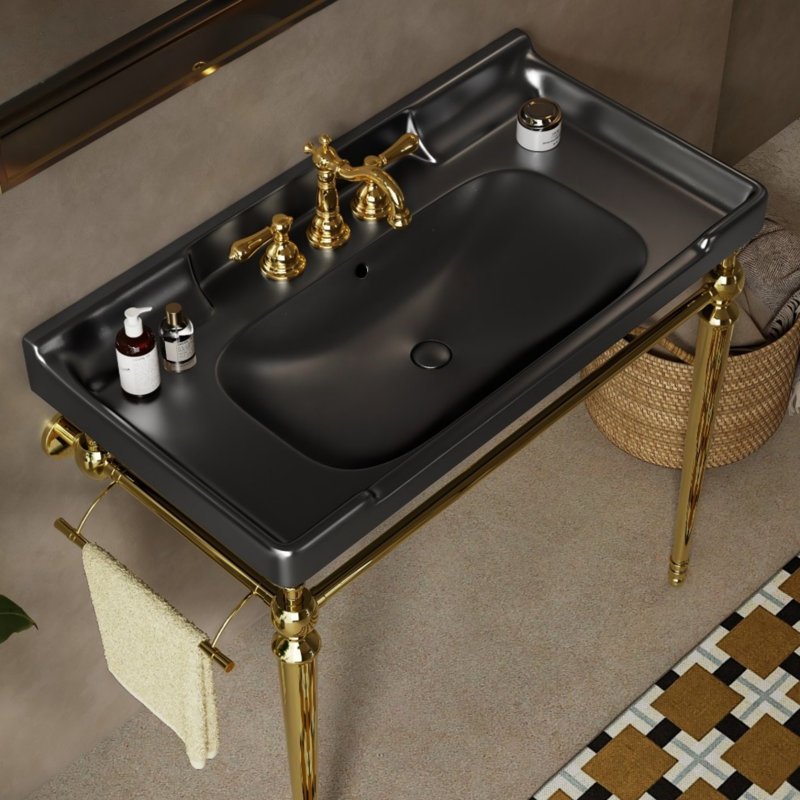 36" Bathroom Console Sink, Black