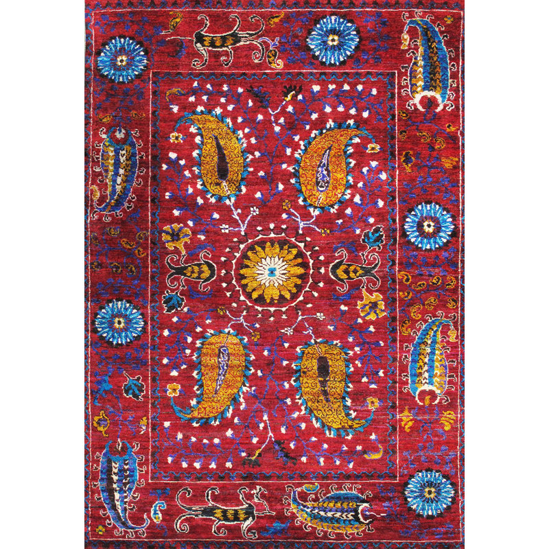 Melody Hand Knotted Silk Oriental Area Rug, Rectangle 5'5" x 8'