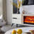 Modern simulation electronic fireplace TV cabinet