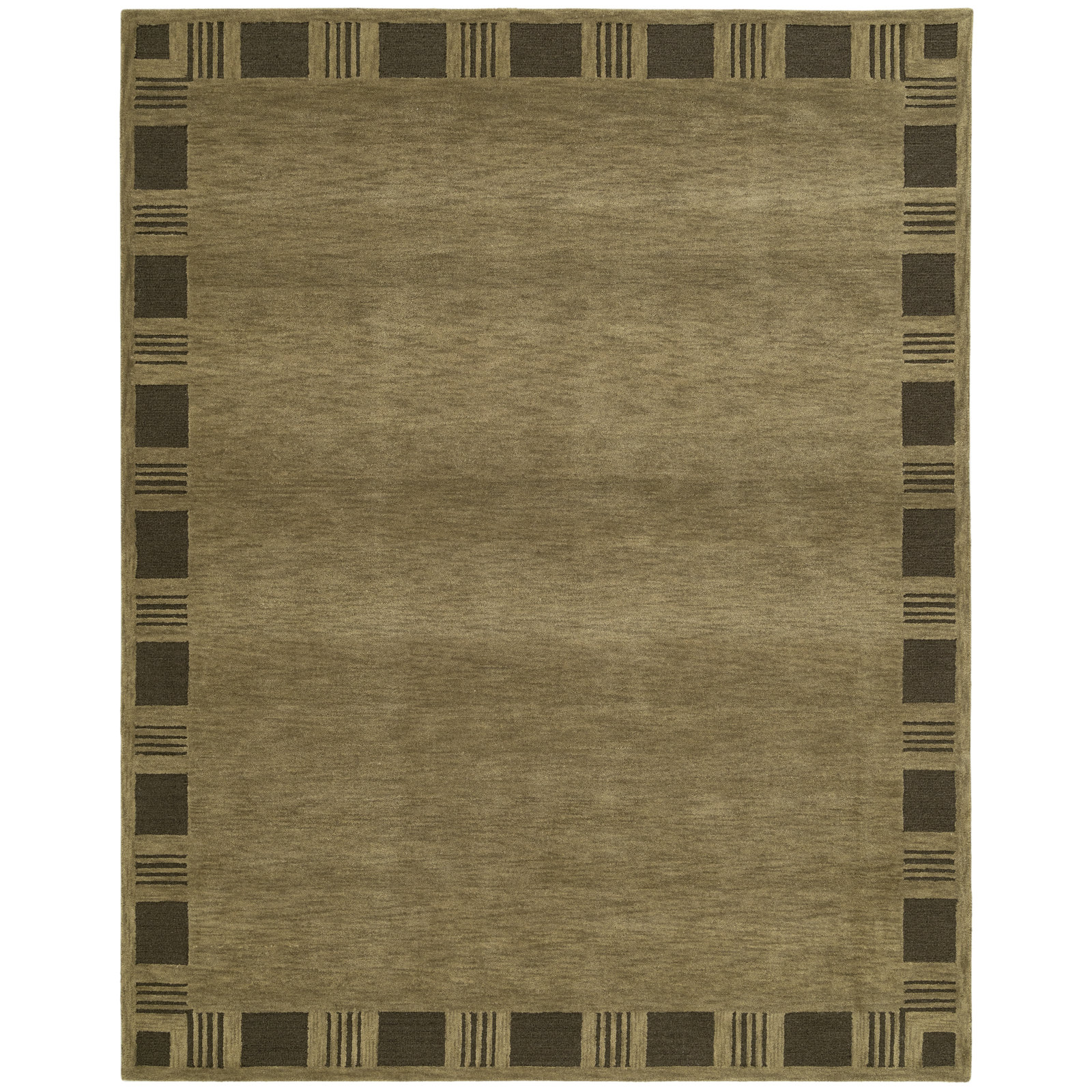 Hand-Tufted Geometric Wool Rug, 2'x3', Green