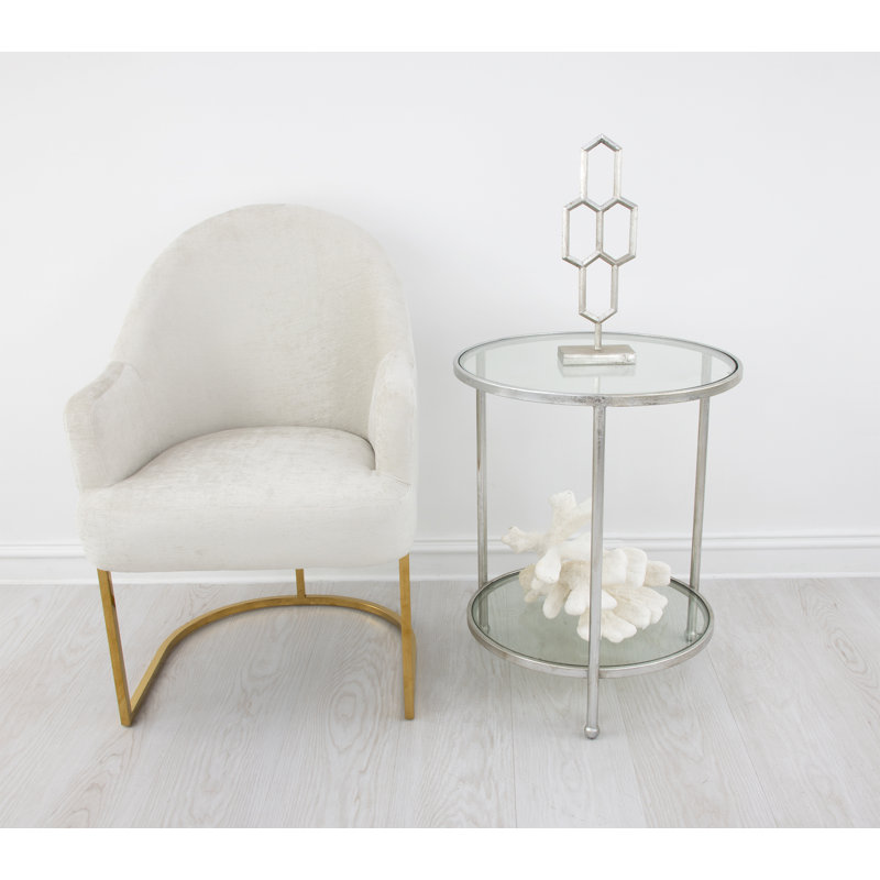 Lilia End Table, Antiqued Silver Leaf