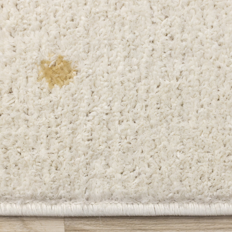 Tapis blanc à pois multicolores, 3 pi 11 po x 5 pi 7 po