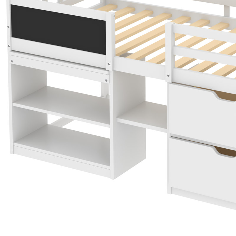 Heldreth Kids Twin Loft Bed with Drawers, White