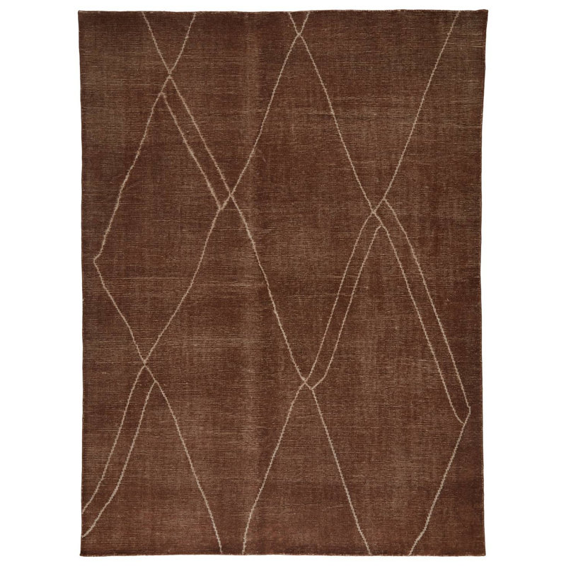 Tapis brun / blanc tissé à la main Wendy Jane, Rectangle de 10 pi x 14 pi