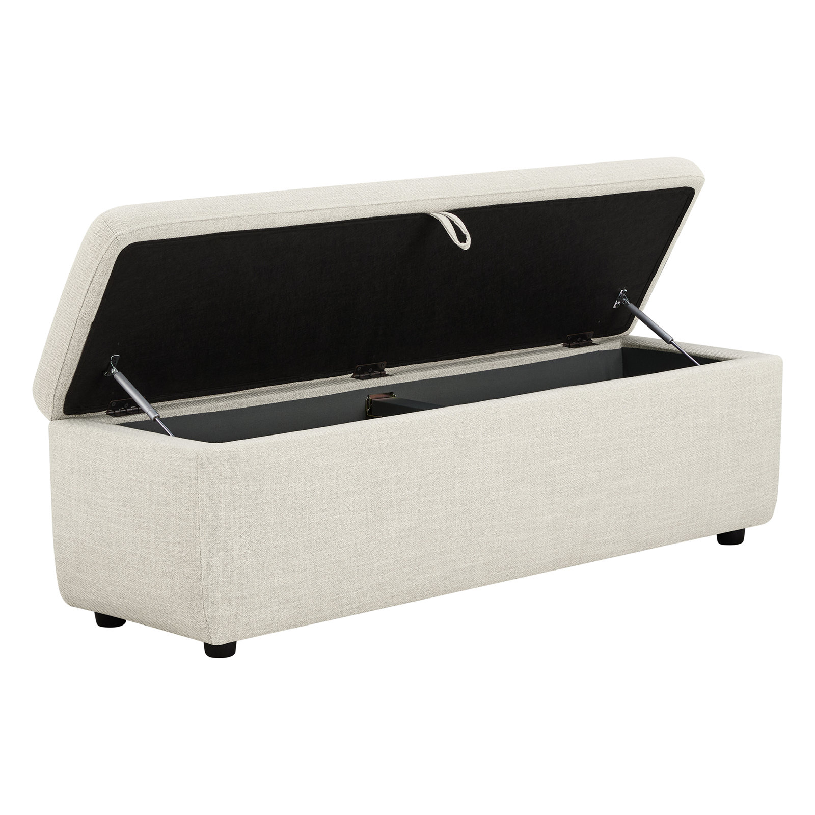 Upholstered Ottoman With Storage, Linen