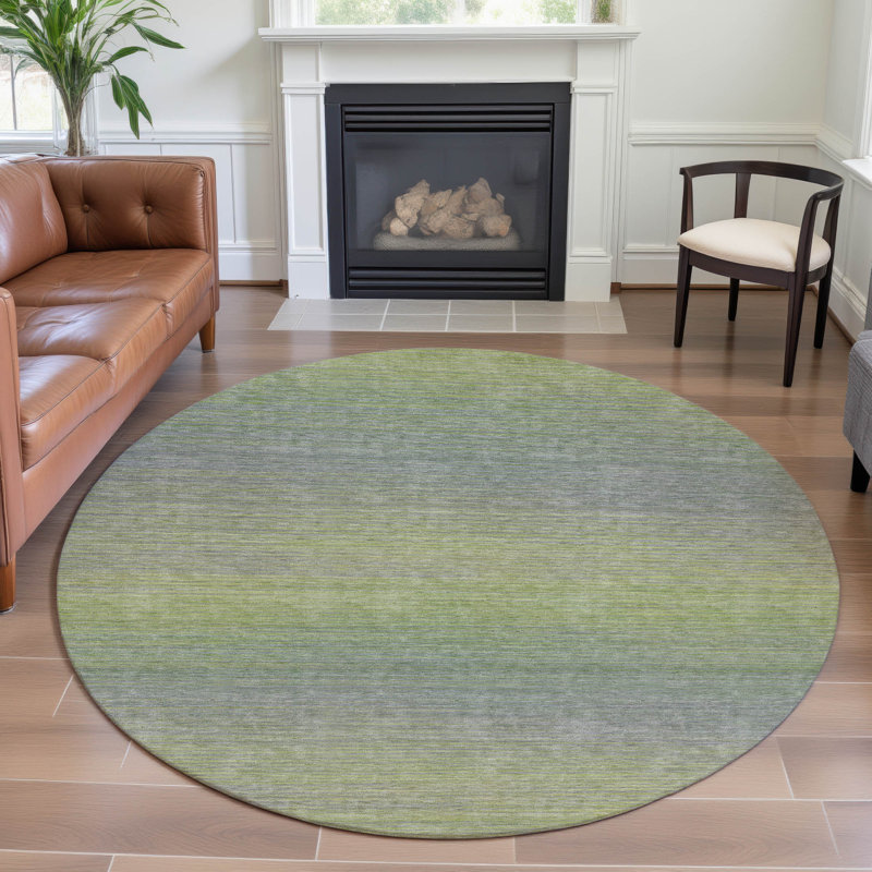 Tapis à rayures lavable à la machine Premium AMF1291, Rond 8 pi