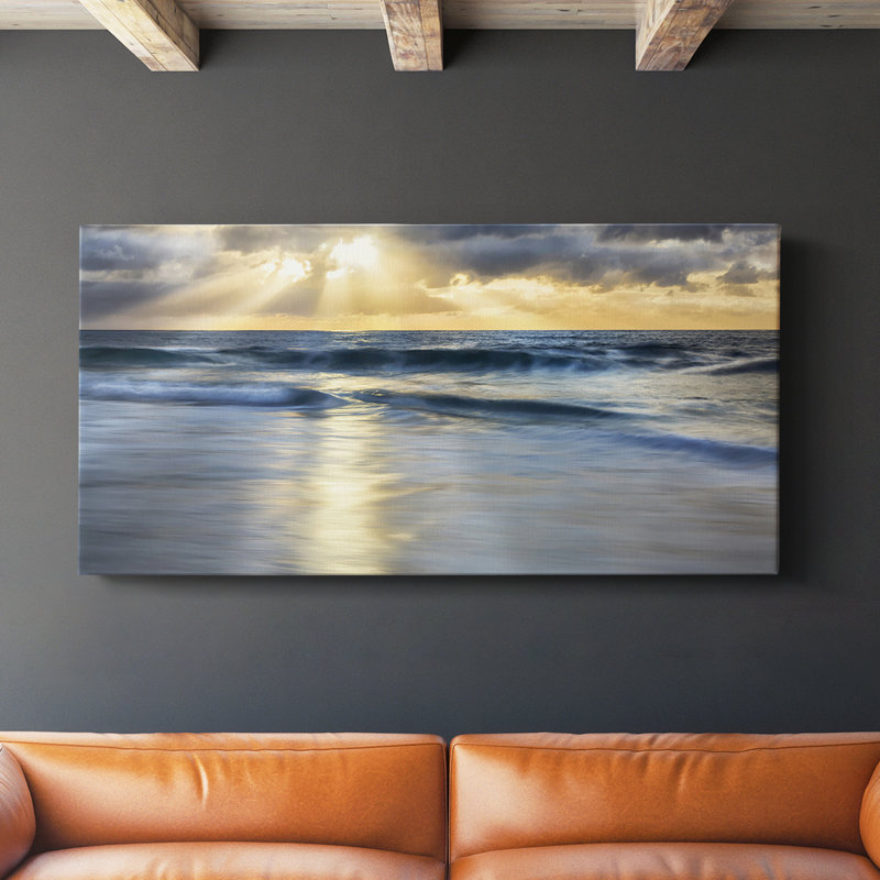 Cloudscape Shore - Toile tendue avec châssis - Prêt à accrocher, H 20 po x l 40 po