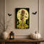 Toile verte tenant un micro rétro sur toile d'Halloween-1745056878