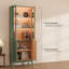 118" W Sage Green Modular Entertainment Centre & Display Cabinet with LED Lights, Glass Doors, Brass-Coloured Hardware & Genuine Leather Pulls, Fits TVs Up to 75"-547941119