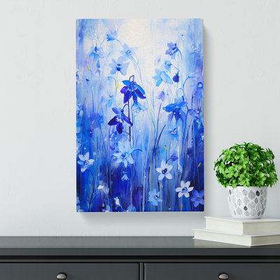 Bluebell Flower Action Painting No.3 - Wrapped Canvas Print