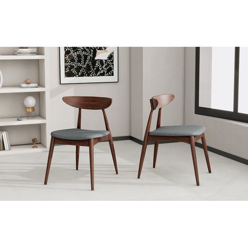 Chaises en tissu, ensemble de 2, Marron foncé, Gris clair
