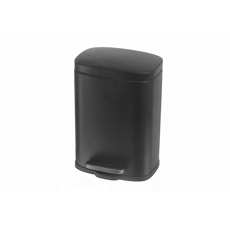 Poubelle rectangulaire en métal 3L, Noir, noir, noir, noir