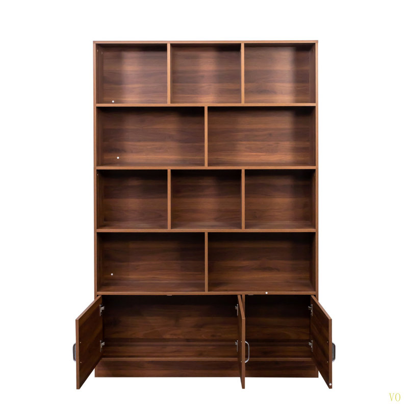 Bibliothèque de 70,87 po de hauteur avec 10 cubes et 3 portes, bibliothèque à 4 niveaux, bibliothèque ouverte avec armoire, rangement à cubes moderne pour le salon et le bureau