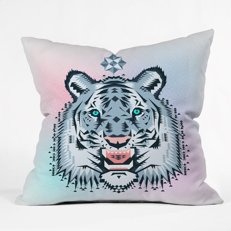 Chobopop Snow Tiger Throw Pillow, 16" x 16"