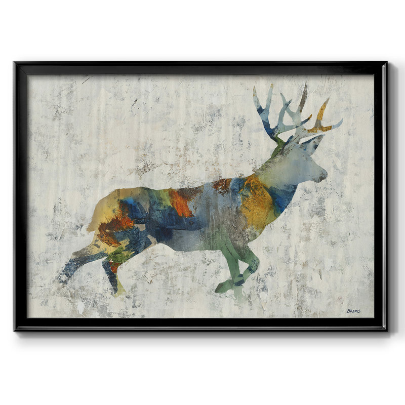 Cerf totem, reproduction sur toile, H 18 po x l 26 po x P 1,5 po, Noir