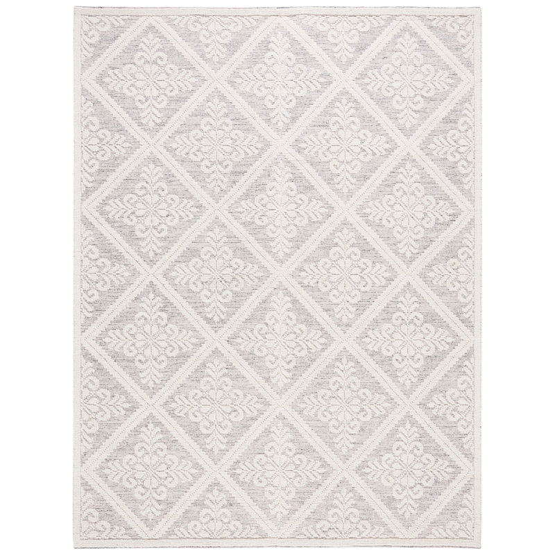 Vermont Hand Woven Wool Damask Rug, Rectangle 8' x 10'