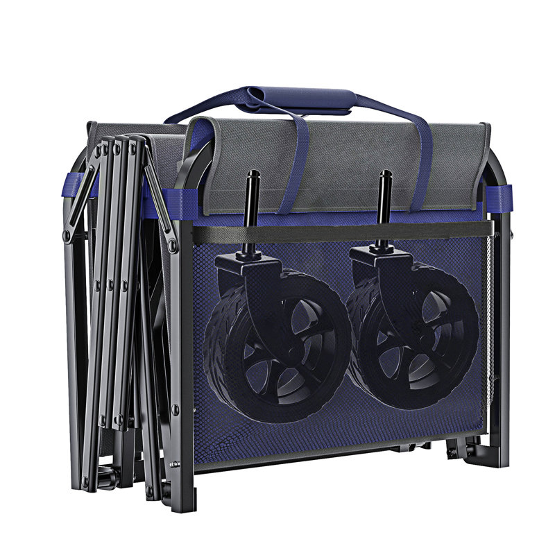 Convertible Folding Trolley With Storage, Dark Blue
