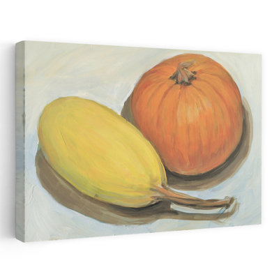 Citrouille et courge spaghetti abstraite, art contemporain de paysage de fruits