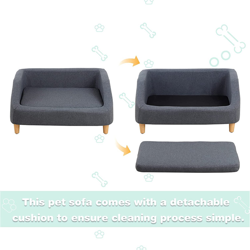 Canapé pour chien avec coussin amovible, Gris foncé