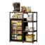 Support pour mini-réfrigérateur de 104 cm avec étagères réglables, support pour four à micro-ondes à 4 niveaux, tablette de cuisine, brun rustique