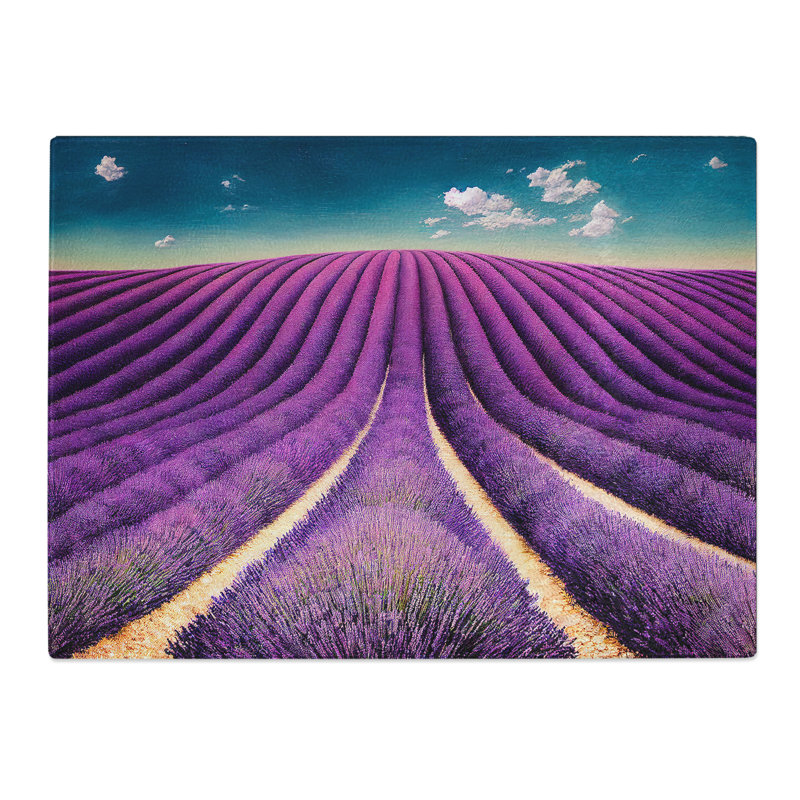Eccentric Lavender Flower Field  Glass Chopping Board
