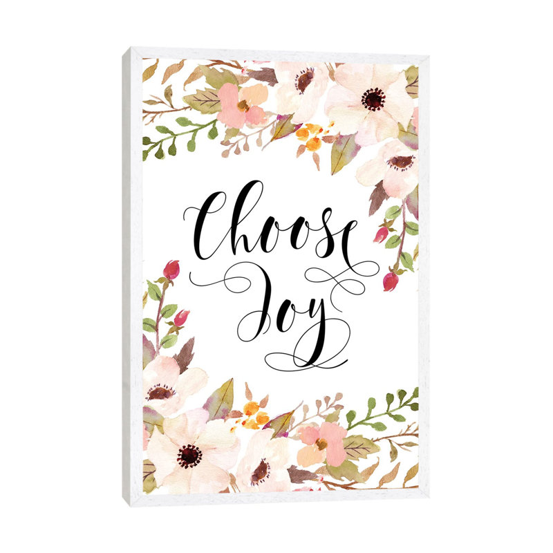 Choose Joy - Print on Canvas, White Framed, 66.04cm H x 45.72cm W x 3.81cm D