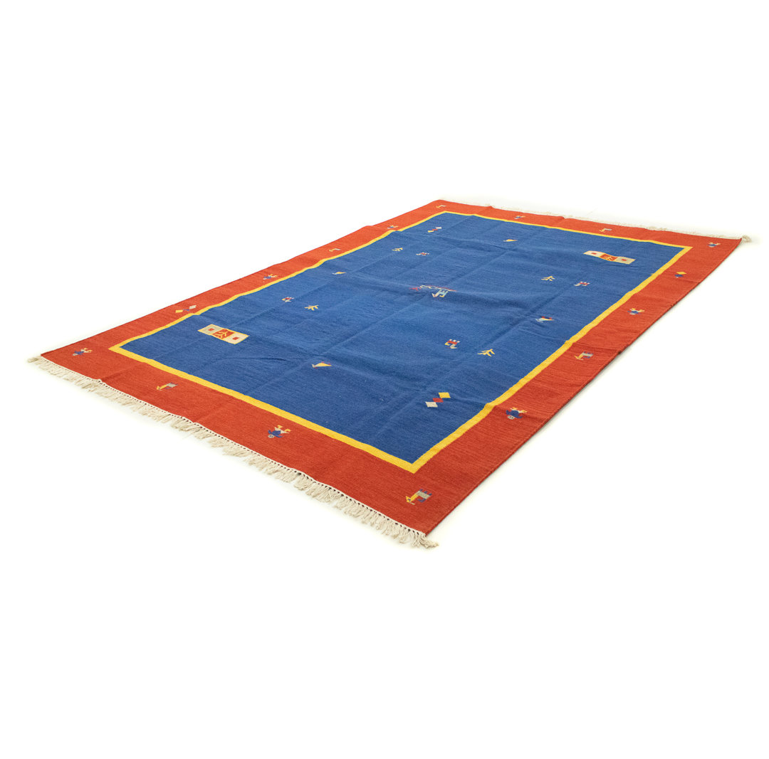 Handmade Kilim Wool Blue/Orange Indoor/Outdoor Rug