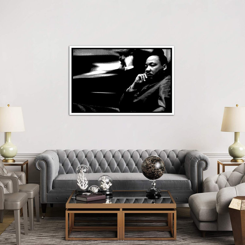 Martin Luther King - reproduction de photo, H 40 po x l 60 po x 1,5 po, Toile blanche encadrée