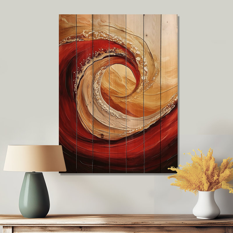 Paysage abstrait, désert, vague dorée V - Art mural moderne sur bois de pin naturel, H 40 po x l 30 po x P 0,78 po