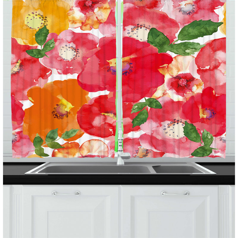 Floral Pointed Kitchen Curtain