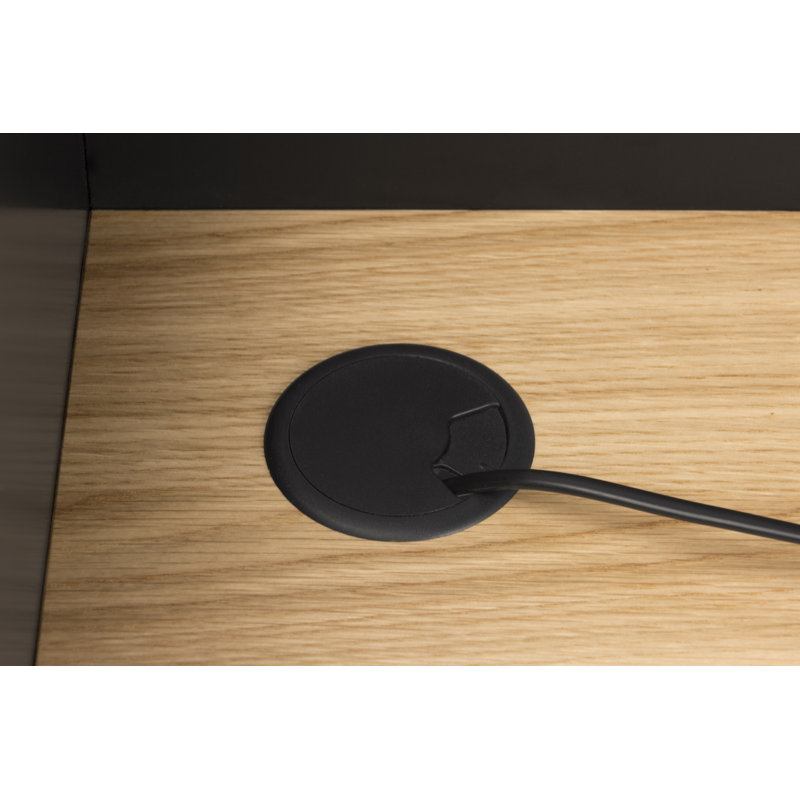 Zac Writing Desk, Pure Black Matte with Oak Veneer