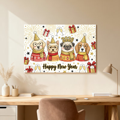 Animals Cute Dogs Wearing Hats And Scarves Celebrating New Year