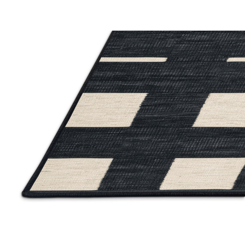 Tapis damier noir lavable à la machine