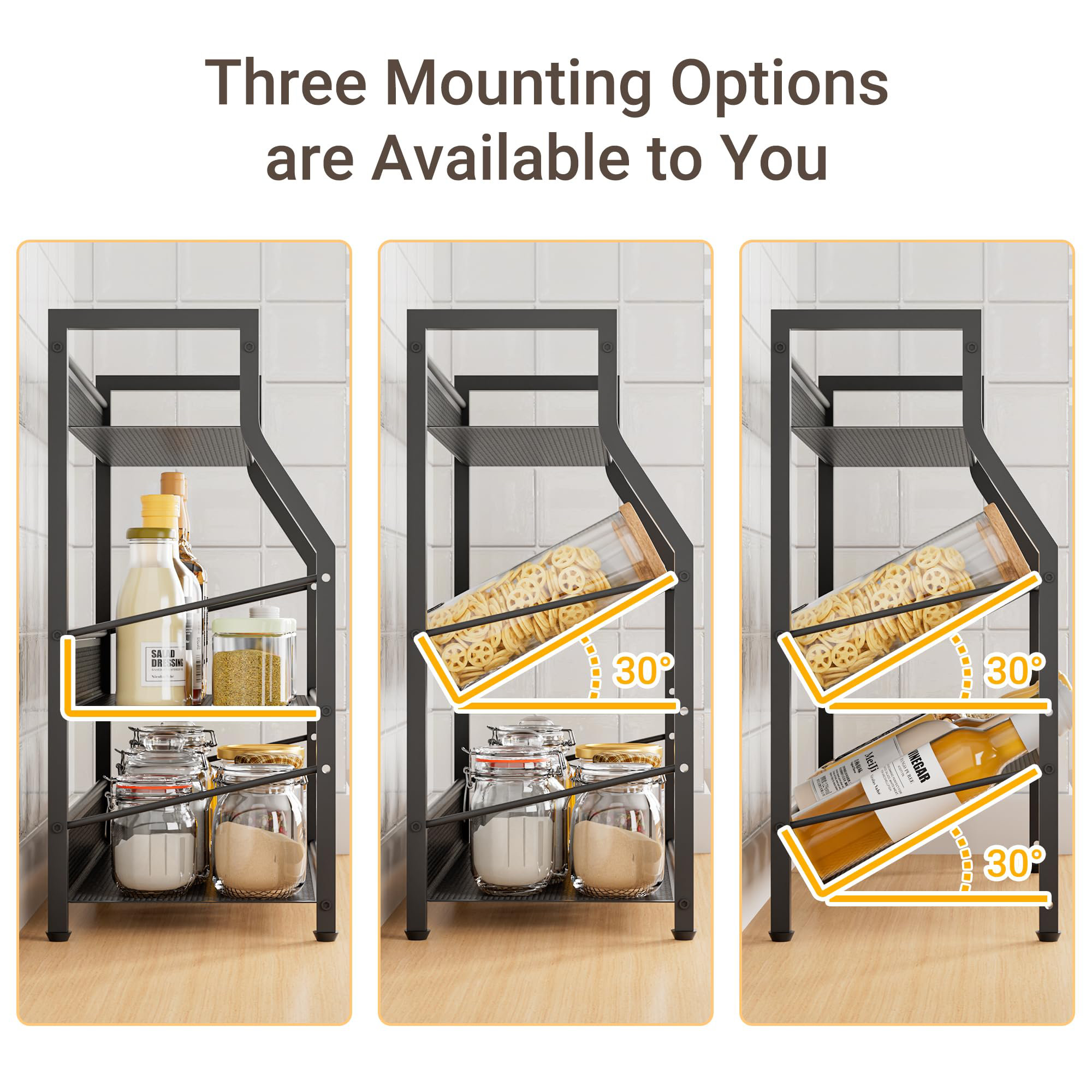 17 Stories 3 Tier Spice Rack, Kitchen Storage Organizer Shelf For ...
